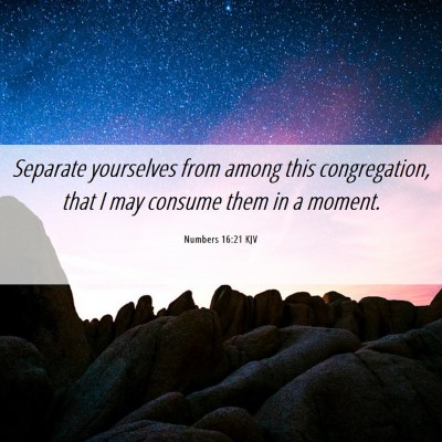 Picture 06 - Numbers 16:21 KJV - Separate yourselves from among this congregation, - Bible Verse Picture