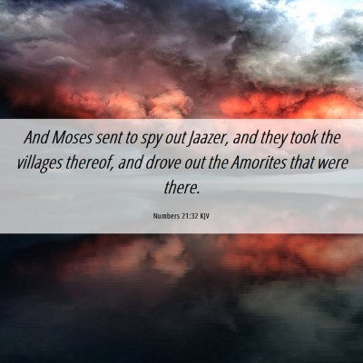 Picture 06 - Numbers 21:32 KJV - And Moses sent to spy out Jaazer, and they took - Bible Verse Picture