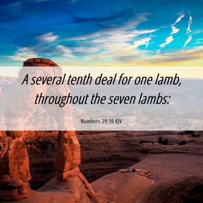 Picture 06 - Numbers 29:10 KJV - A several tenth deal for one lamb, throughout the - Bible Verse Picture