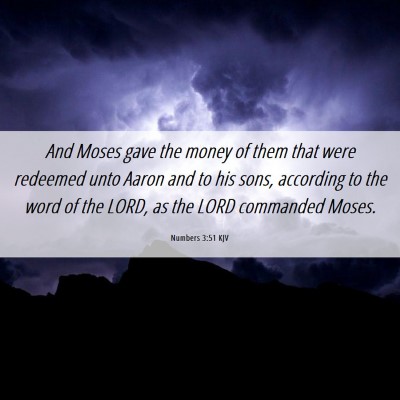 Picture 06 - Numbers 3:51 KJV - And Moses gave the money of them that were - Bible Verse Picture