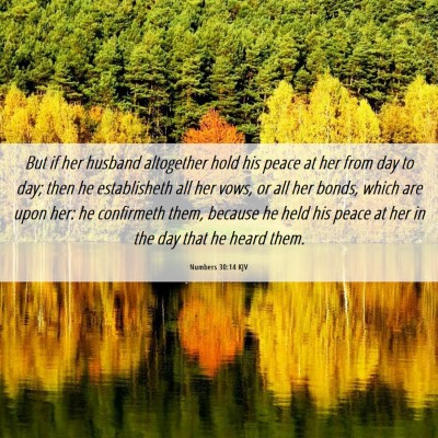 Picture 06 - Numbers 30:14 KJV - But if her husband altogether hold his peace at - Bible Verse Picture