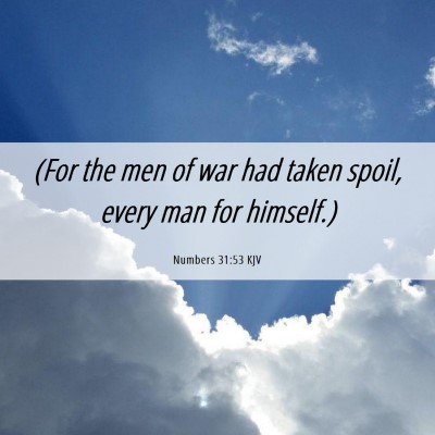 Picture 06 - Numbers 31:53 KJV - (For the men of war had taken spoil, every man - Bible Verse Picture