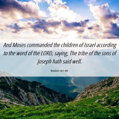 Picture 06 - Numbers 36:5 KJV - And Moses commanded the children of Israel - Bible Verse Picture