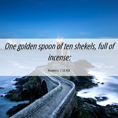 Picture 06 - Numbers 7:56 KJV - One golden spoon of ten shekels, full of - Bible Verse Picture