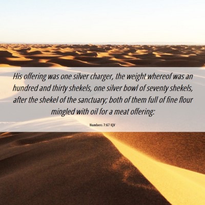 Picture 06 - Numbers 7:67 KJV - His offering was one silver charger, the weight - Bible Verse Picture