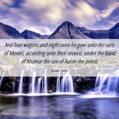 Picture 06 - Numbers 7:8 KJV - And four wagons and eight oxen he gave unto the - Bible Verse Picture