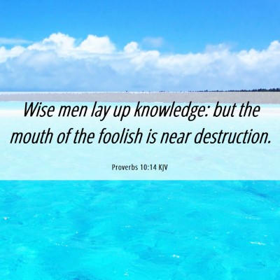 Picture 06 - Proverbs 10:14 KJV - Wise men lay up knowledge: but the mouth of the - Bible Verse Picture