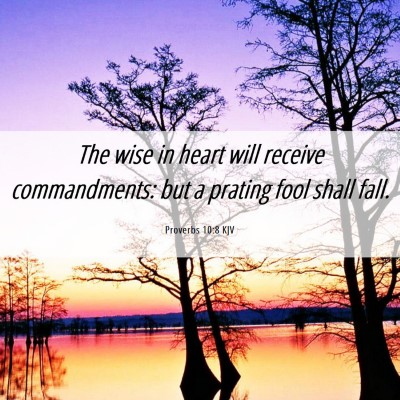 Picture 06 - Proverbs 10:8 KJV - The wise in heart will receive commandments: but - Bible Verse Picture