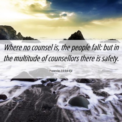 Picture 06 - Proverbs 11:14 KJV - Where no counsel is, the people fall: but in the - Bible Verse Picture