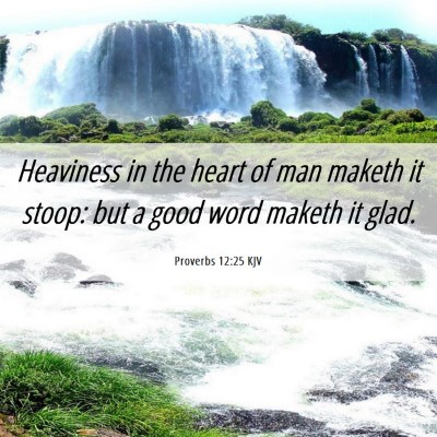 Picture 06 - Proverbs 12:25 KJV - Heaviness in the heart of man maketh it stoop: - Bible Verse Picture