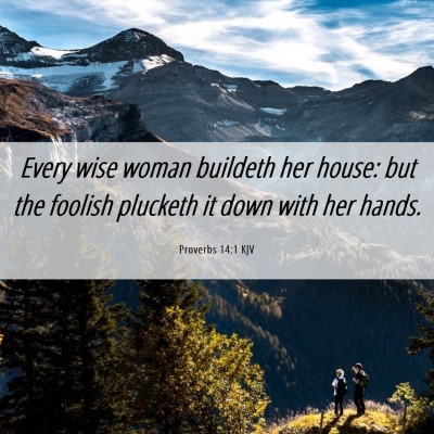 Picture 06 - Proverbs 14:1 KJV - Every wise woman buildeth her house: but the - Bible Verse Picture