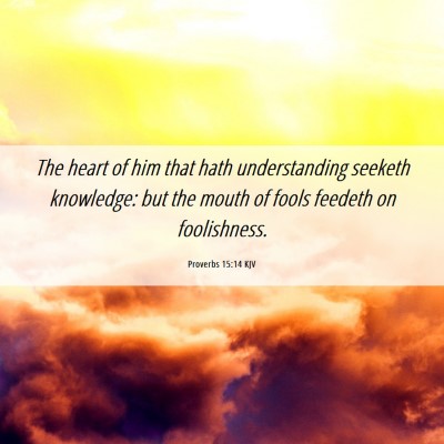 Picture 06 - Proverbs 15:14 KJV - The heart of him that hath understanding seeketh - Bible Verse Picture