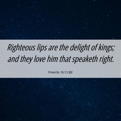 Picture 06 - Proverbs 16:13 KJV - Righteous lips are the delight of kings; and they - Bible Verse Picture