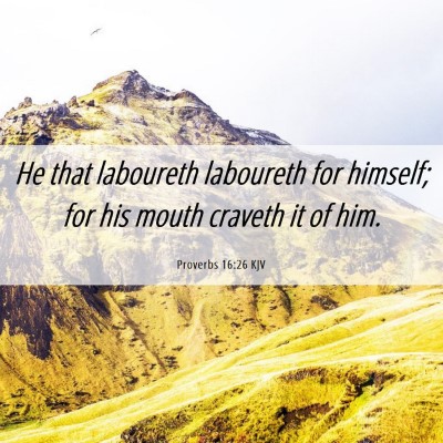 Picture 06 - Proverbs 16:26 KJV - He that laboureth laboureth for himself; for his - Bible Verse Picture