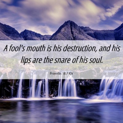 Picture 06 - Proverbs 18:7 KJV - A fool's mouth is his destruction, and his lips - Bible Verse Picture