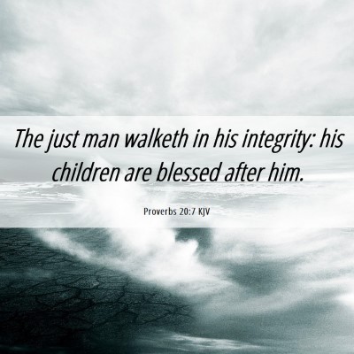Picture 06 - Proverbs 20:7 KJV - The just man walketh in his integrity: his - Bible Verse Picture