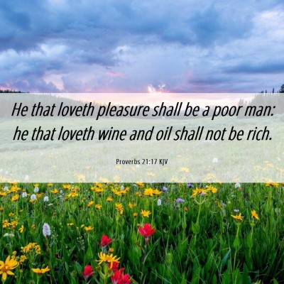 Picture 06 - Proverbs 21:17 KJV - He that loveth pleasure shall be a poor man: he - Bible Verse Picture