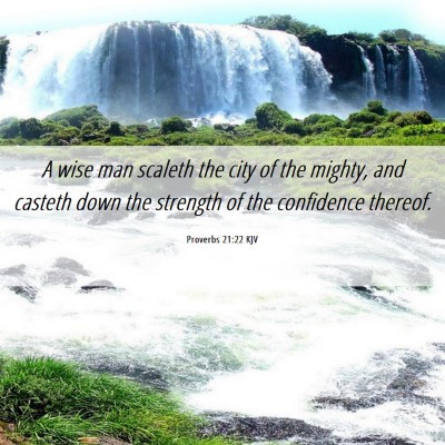 Picture 06 - Proverbs 21:22 KJV - A wise man scaleth the city of the mighty, and - Bible Verse Picture