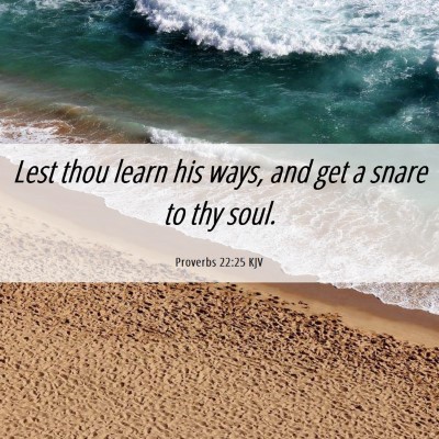 Picture 06 - Proverbs 22:25 KJV - Lest thou learn his ways, and get a snare to thy - Bible Verse Picture