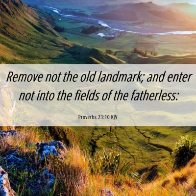Picture 06 - Proverbs 23:10 KJV - Remove not the old landmark; and enter not into - Bible Verse Picture