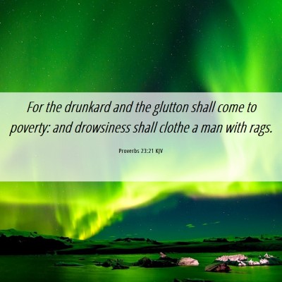 Picture 06 - Proverbs 23:21 KJV - For the drunkard and the glutton shall come to - Bible Verse Picture