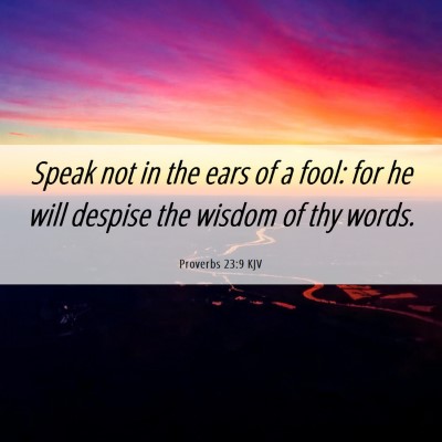 Picture 06 - Proverbs 23:9 KJV - Speak not in the ears of a fool: for he will - Bible Verse Picture