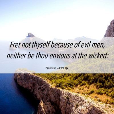 Picture 06 - Proverbs 24:19 KJV - Fret not thyself because of evil men, neither be - Bible Verse Picture