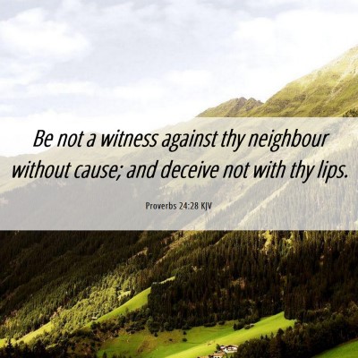 Picture 06 - Proverbs 24:28 KJV - Be not a witness against thy neighbour without - Bible Verse Picture