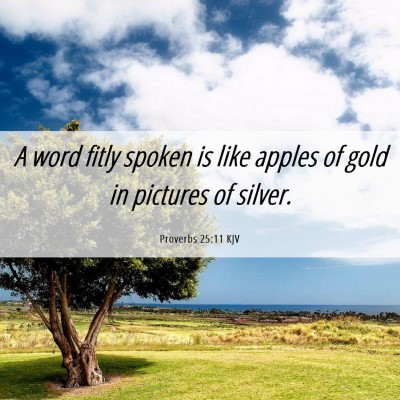 Picture 06 - Proverbs 25:11 KJV - A word fitly spoken is like apples of gold in - Bible Verse Picture
