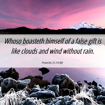 Picture 06 - Proverbs 25:14 KJV - Whoso boasteth himself of a false gift is like - Bible Verse Picture
