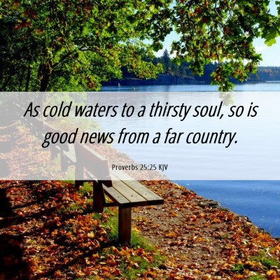 Picture 06 - Proverbs 25:25 KJV - As cold waters to a thirsty soul, so is good news - Bible Verse Picture