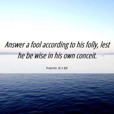 Picture 06 - Proverbs 26:5 KJV - Answer a fool according to his folly, lest he be - Bible Verse Picture