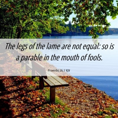 Picture 06 - Proverbs 26:7 KJV - The legs of the lame are not equal: so is a - Bible Verse Picture