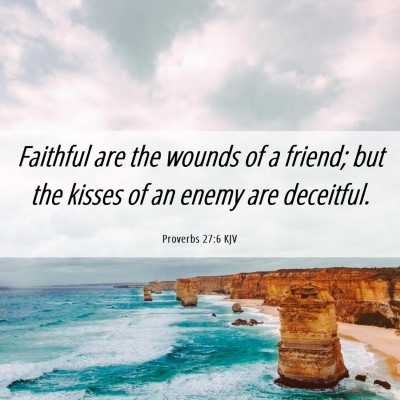 Picture 06 - Proverbs 27:6 KJV - Faithful are the wounds of a friend; but the - Bible Verse Picture
