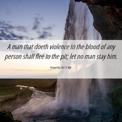 Picture 06 - Proverbs 28:17 KJV - A man that doeth violence to the blood of any - Bible Verse Picture