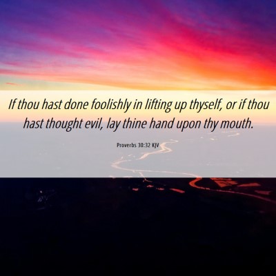 Picture 06 - Proverbs 30:32 KJV - If thou hast done foolishly in lifting up - Bible Verse Picture