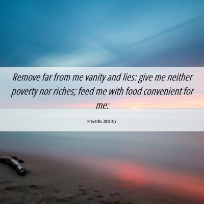 Picture 06 - Proverbs 30:8 KJV - Remove far from me vanity and lies: give me - Bible Verse Picture