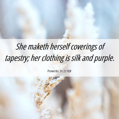 Picture 06 - Proverbs 31:22 KJV - She maketh herself coverings of tapestry; her - Bible Verse Picture