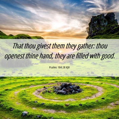 Picture 06 - Psalms 104:28 KJV - That thou givest them they gather: thou openest - Bible Verse Picture