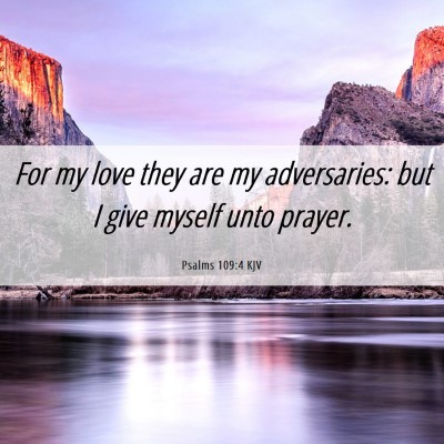 Picture 06 - Psalms 109:4 KJV - For my love they are my adversaries: but I give - Bible Verse Picture