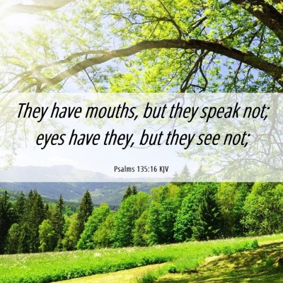 Picture 06 - Psalms 135:16 KJV - They have mouths, but they speak not; eyes have - Bible Verse Picture