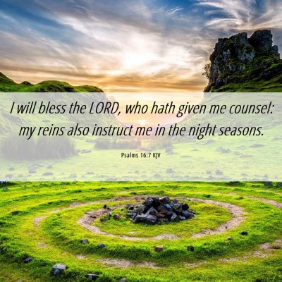 Picture 06 - Psalms 16:7 KJV - I will bless the LORD, who hath given me counsel: - Bible Verse Picture