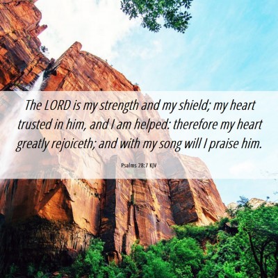 Picture 06 - Psalms 28:7 KJV - The LORD is my strength and my shield; my heart - Bible Verse Picture