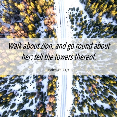 Picture 06 - Psalms 48:12 KJV - Walk about Zion, and go round about her: tell the - Bible Verse Picture