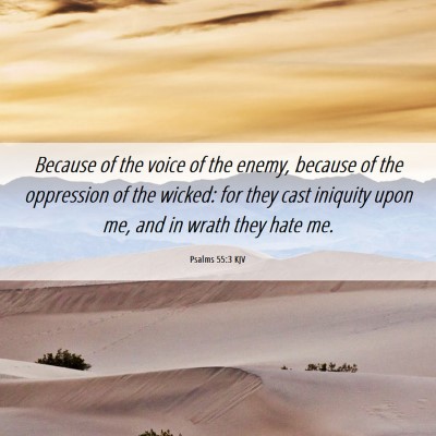 Picture 06 - Psalms 55:3 KJV - Because of the voice of the enemy, because of the - Bible Verse Picture