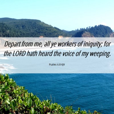 Picture 06 - Psalms 6:8 KJV - Depart from me, all ye workers of iniquity; for - Bible Verse Picture