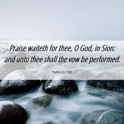 Picture 06 - Psalms 65:1 KJV - Praise waiteth for thee, O God, in Sion: and unto - Bible Verse Picture