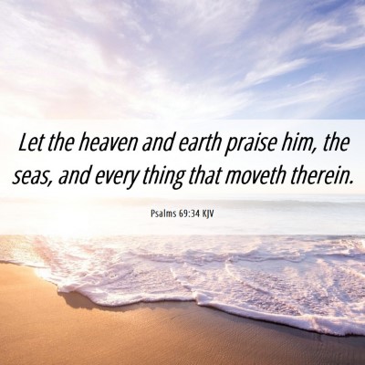 Picture 06 - Psalms 69:34 KJV - Let the heaven and earth praise him, the seas, - Bible Verse Picture