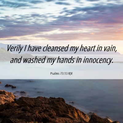 Picture 06 - Psalms 73:13 KJV - Verily I have cleansed my heart in vain, and - Bible Verse Picture
