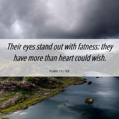 Picture 06 - Psalms 73:7 KJV - Their eyes stand out with fatness: they have more - Bible Verse Picture